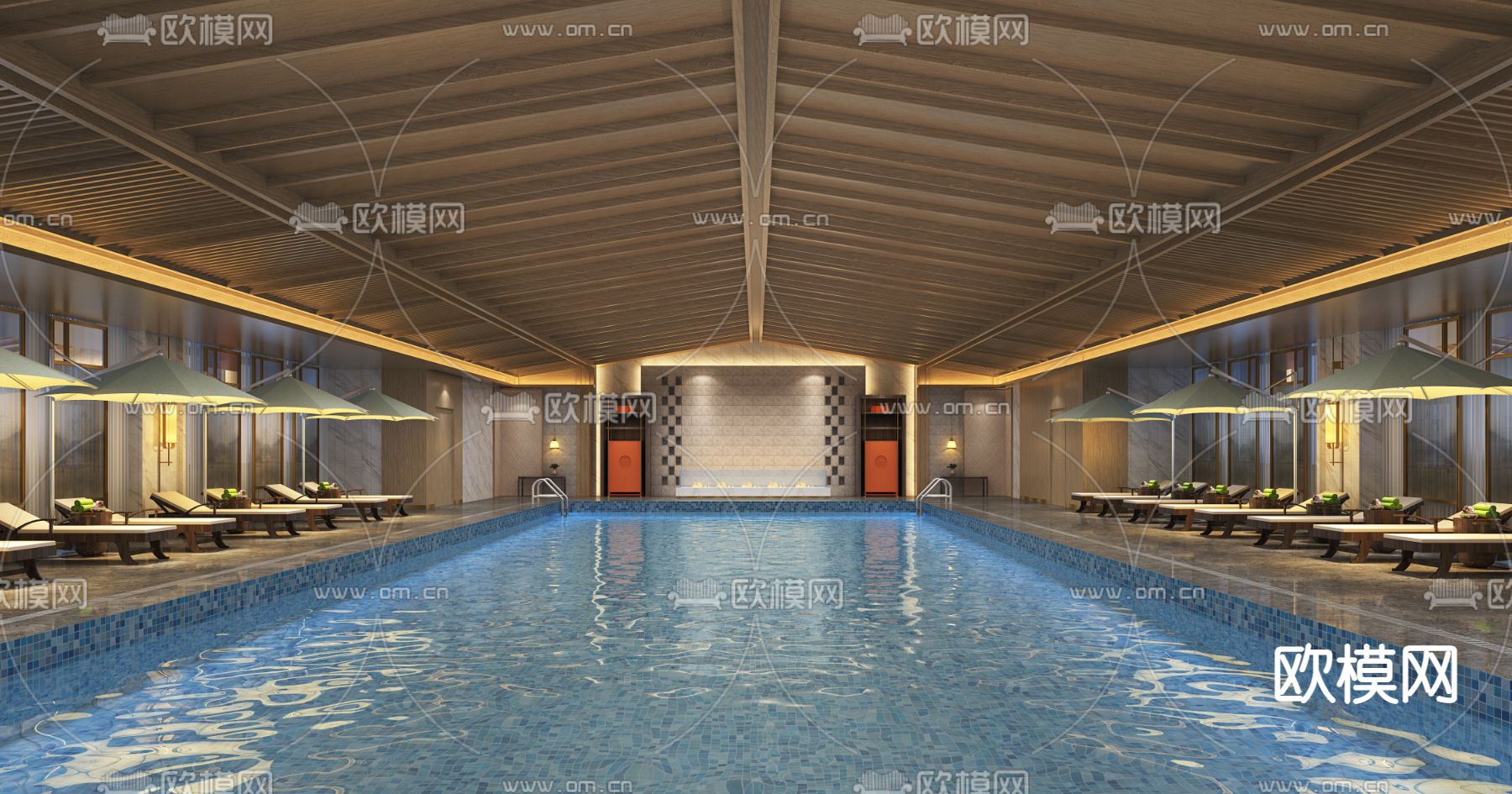 新中式室内游泳馆3d模型