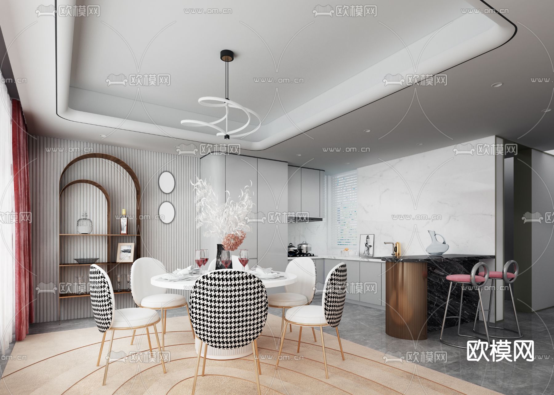 飞视设计 现代餐厅3d模型