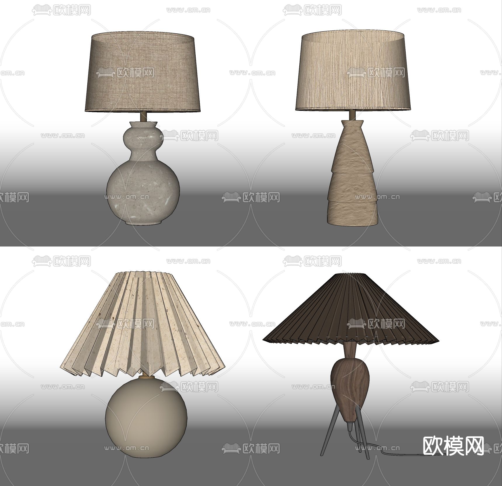 侘寂风时尚台灯su模型下载（渲染图2）