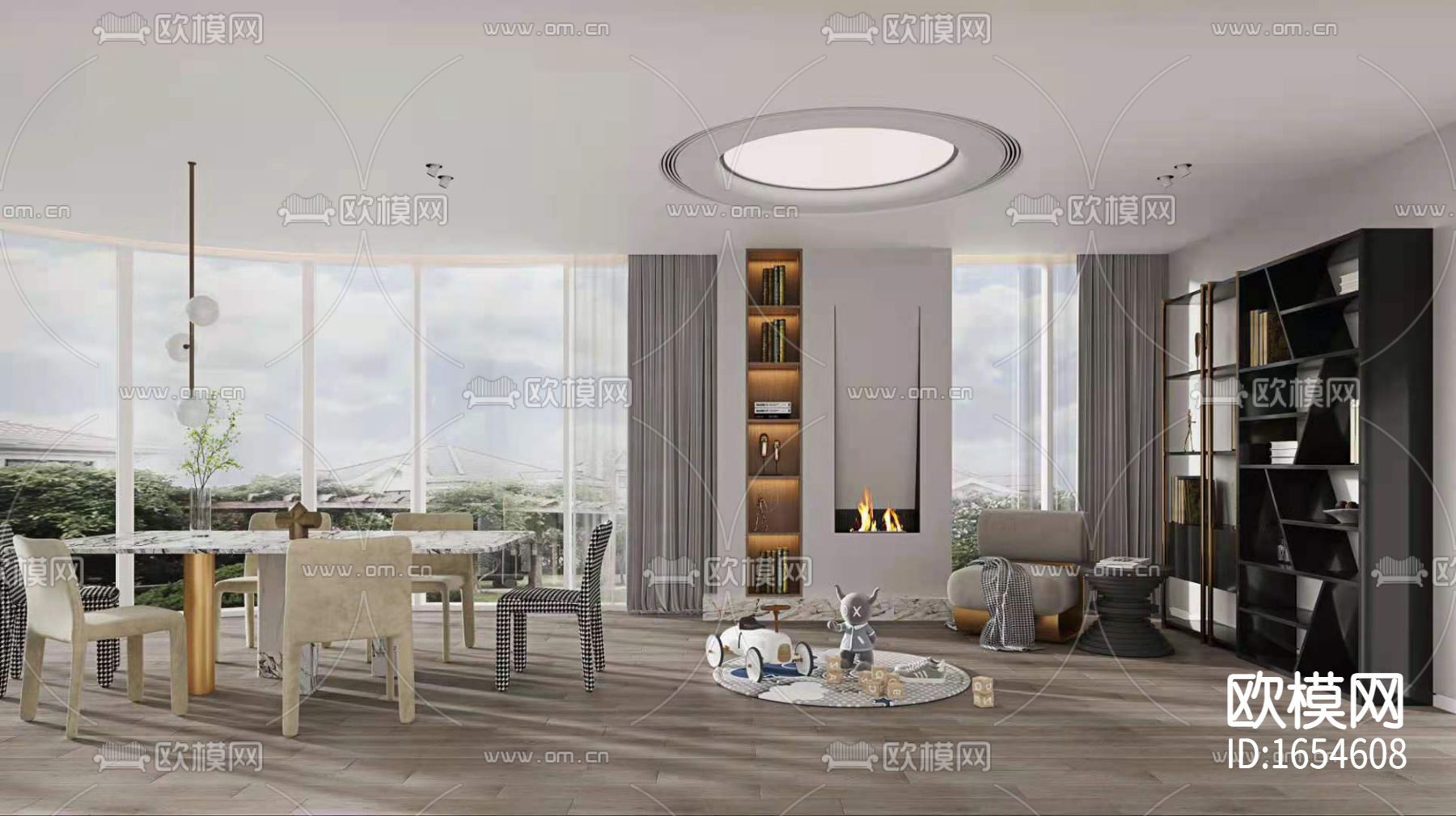 鹿澄天地别墅轻奢CAD施工图下载（渲染图2）