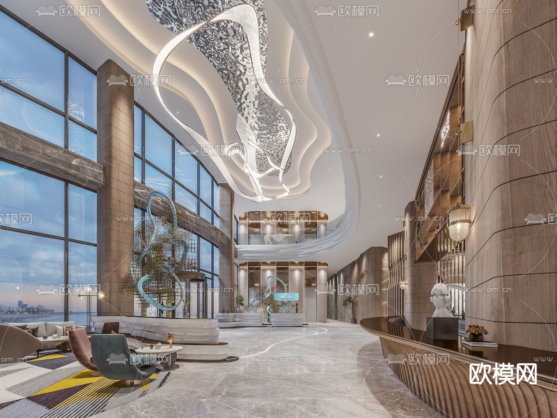 现代酒店大堂3d模型