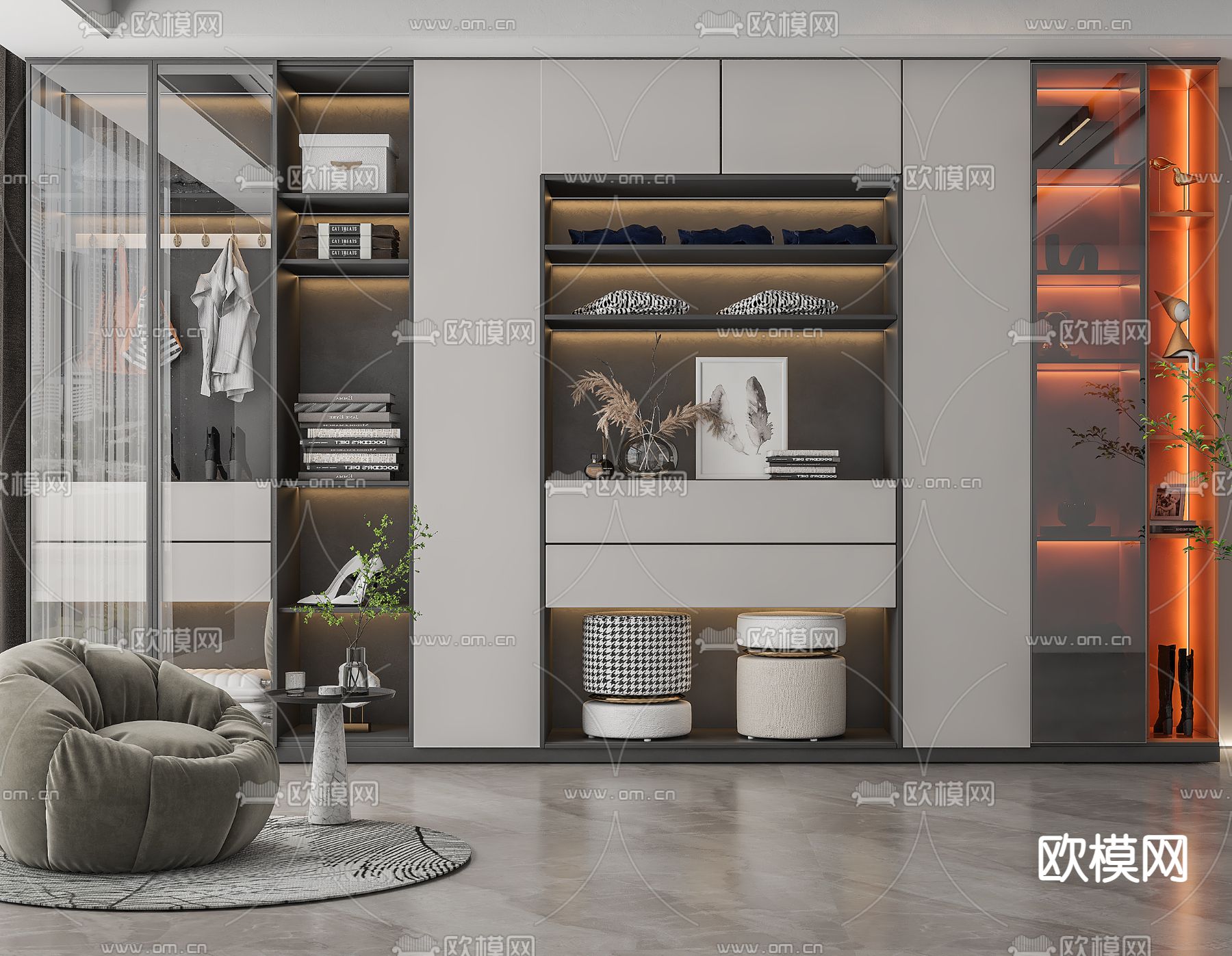 现代轻奢装饰柜3d模型下载