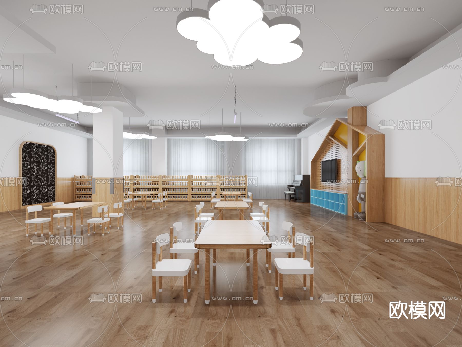 现代幼儿园教室3d模型