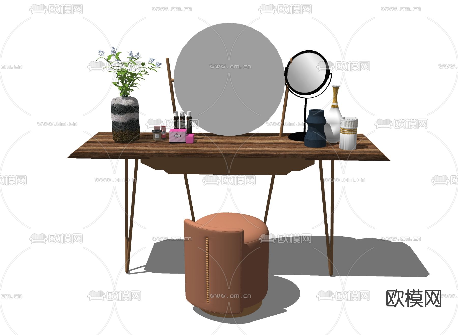 现代时尚梳妆台su模型下载（渲染图2）
