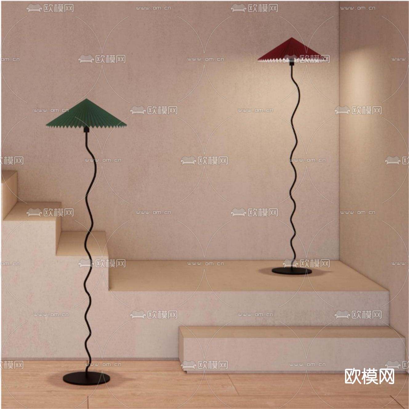 北欧金属落地灯su模型下载（渲染图2）