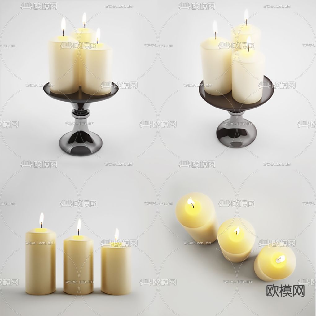 现代烛台装饰摆件3d模型下载