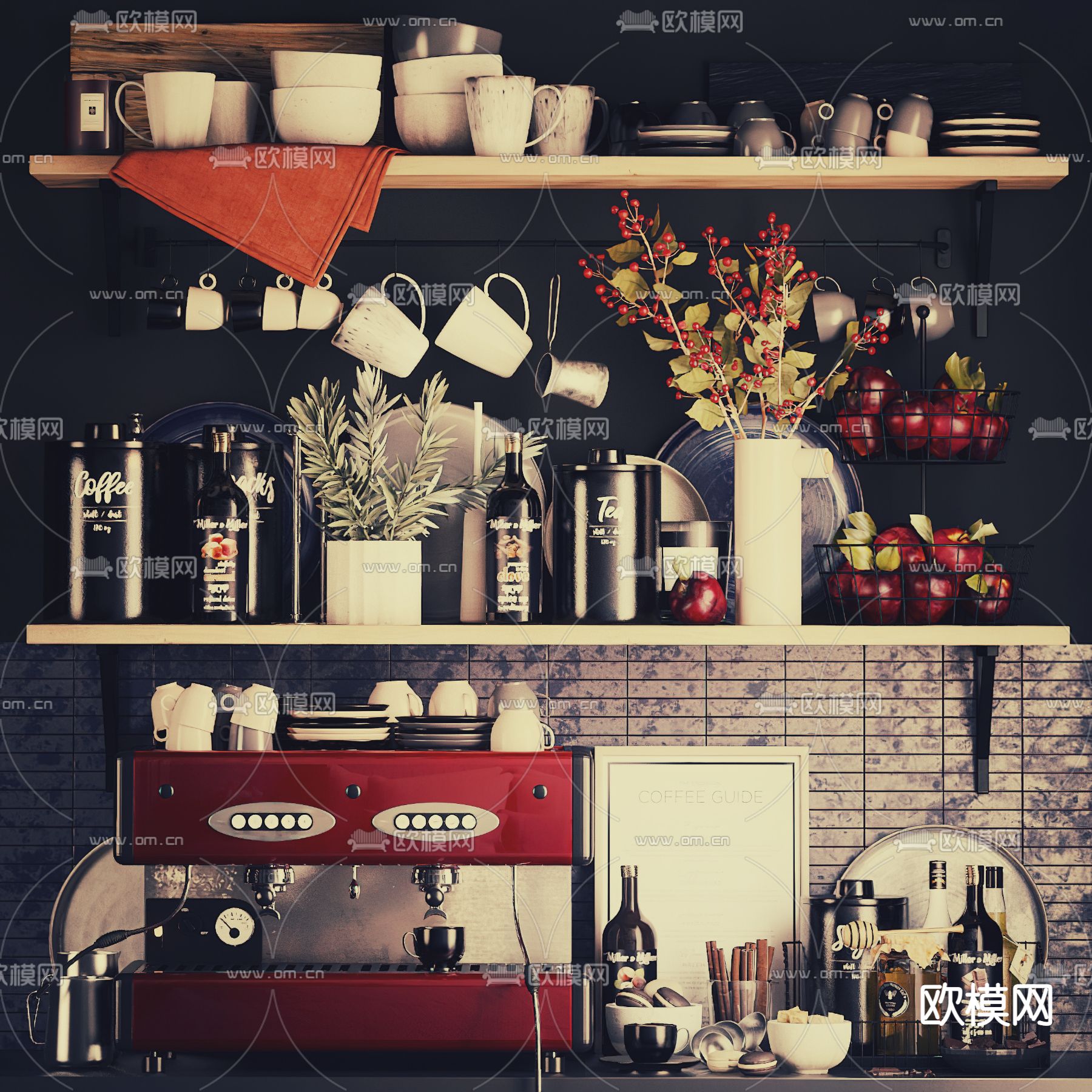 现代厨房器具3d模型下载（渲染图1）