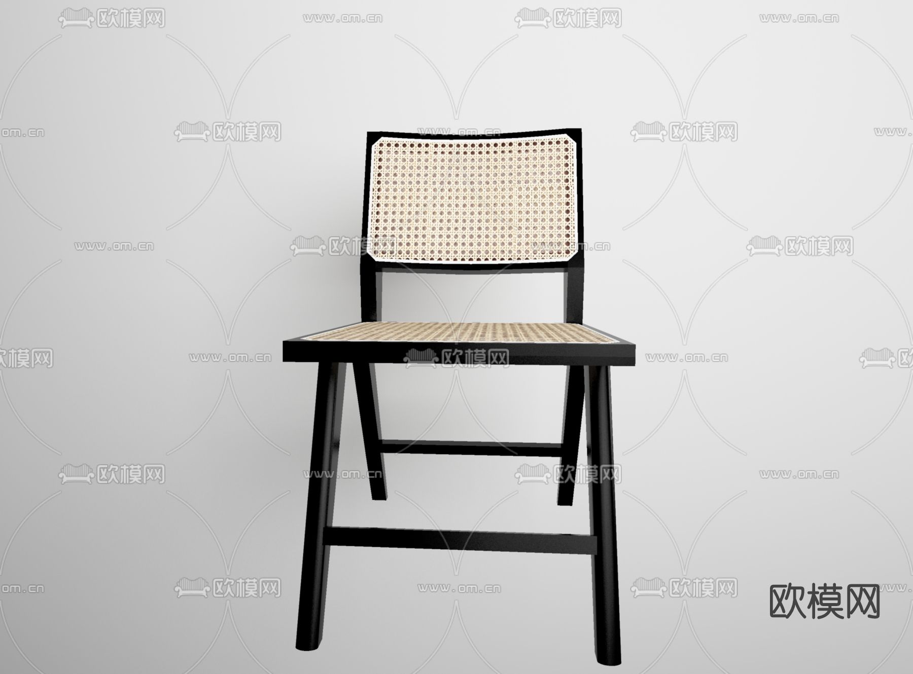新中式藤编单椅免费3d模型下载
