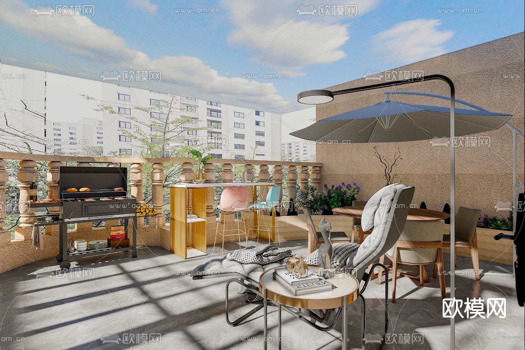 现代露台阳光房免费3d模型下载（渲染图3）