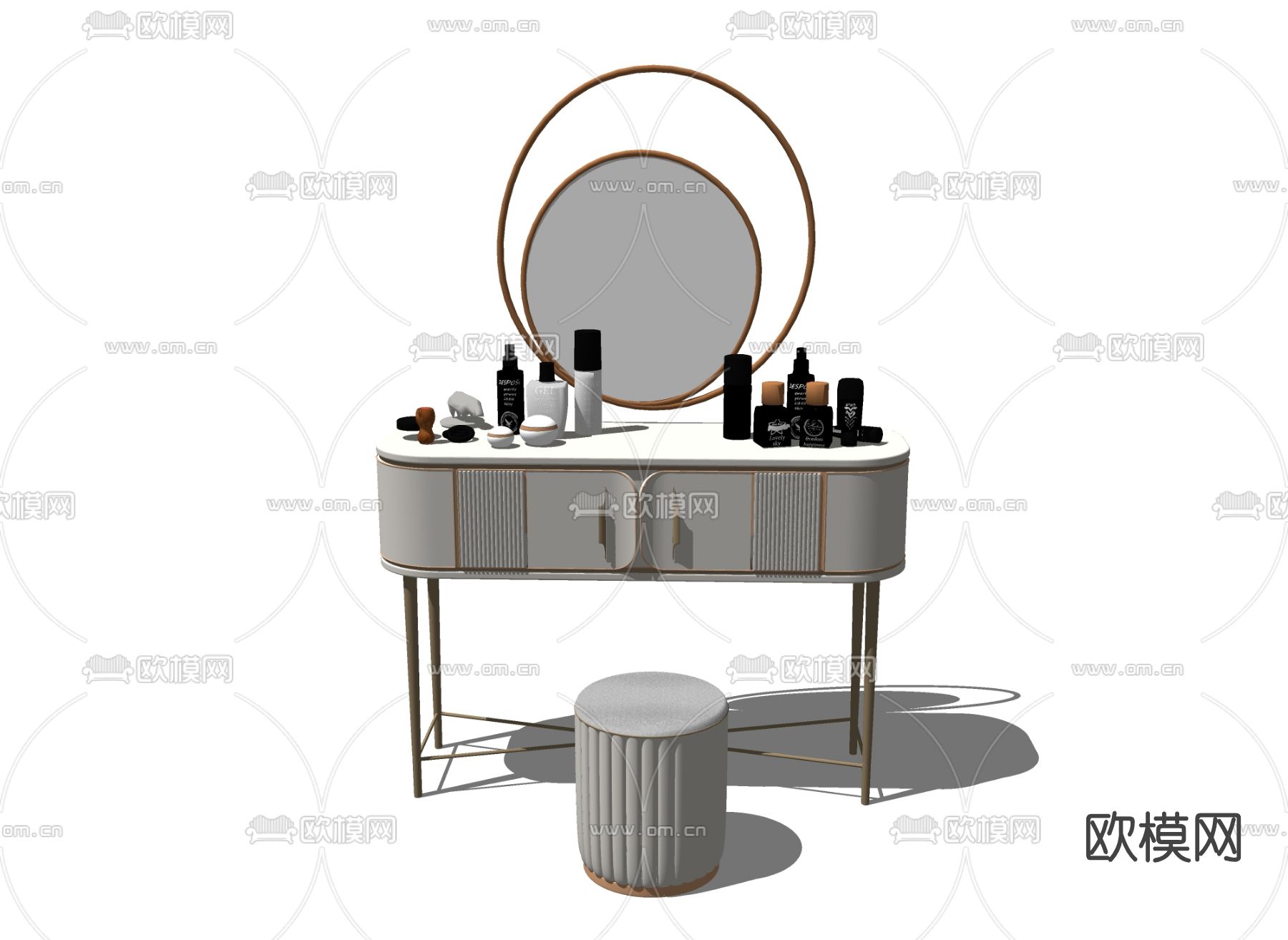 现代时尚梳妆台su模型下载（渲染图2）
