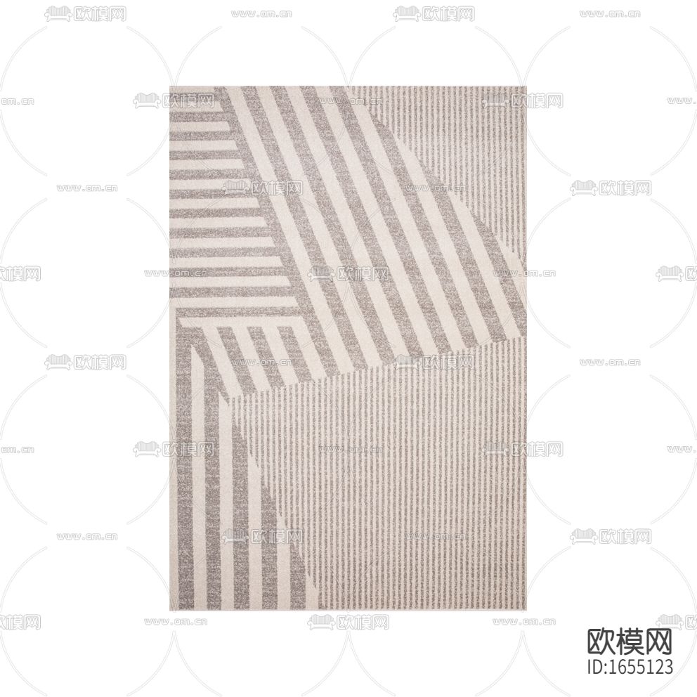 现代简约米咖色几何布艺地毯下载