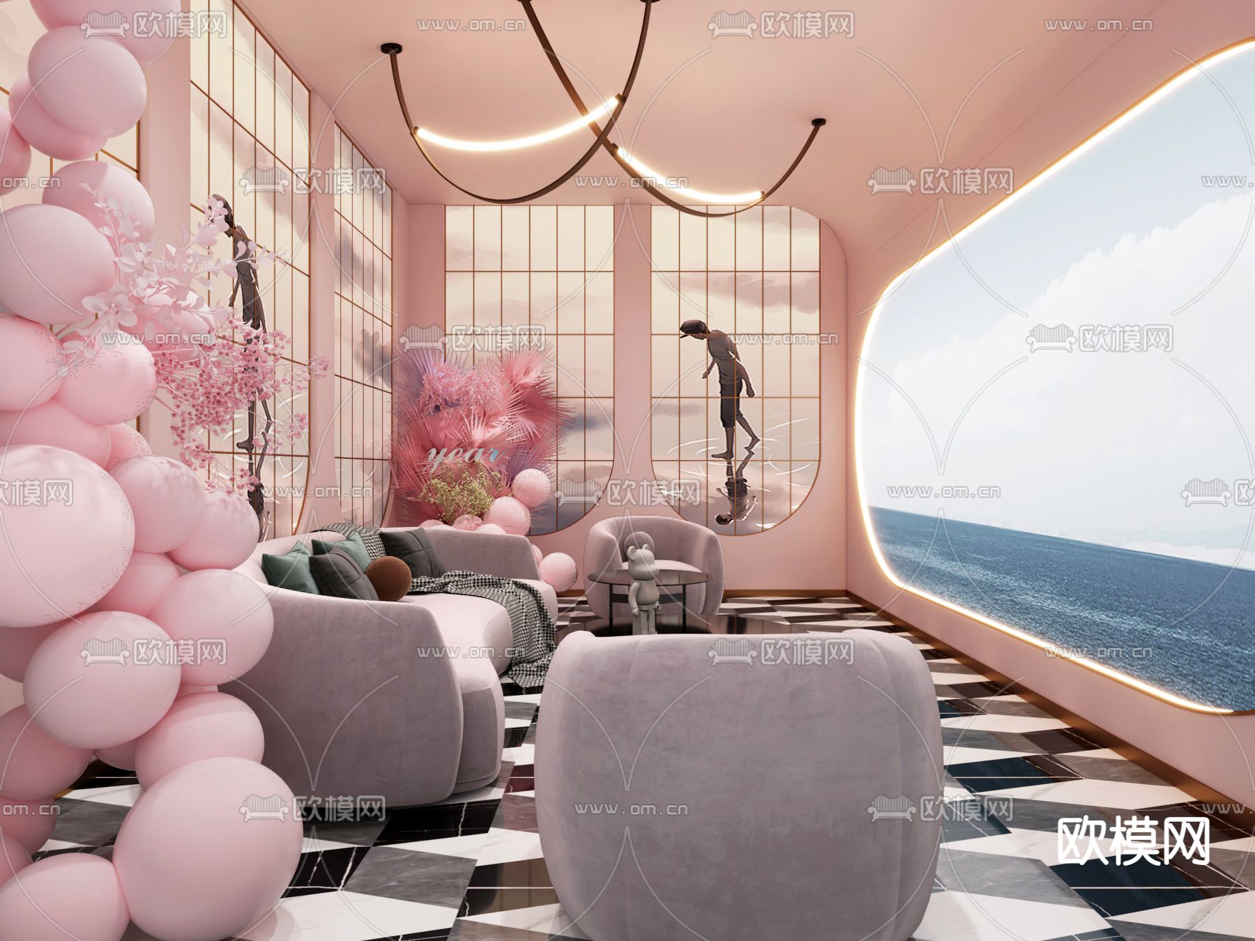 现代KTV网红包房3d模型下载