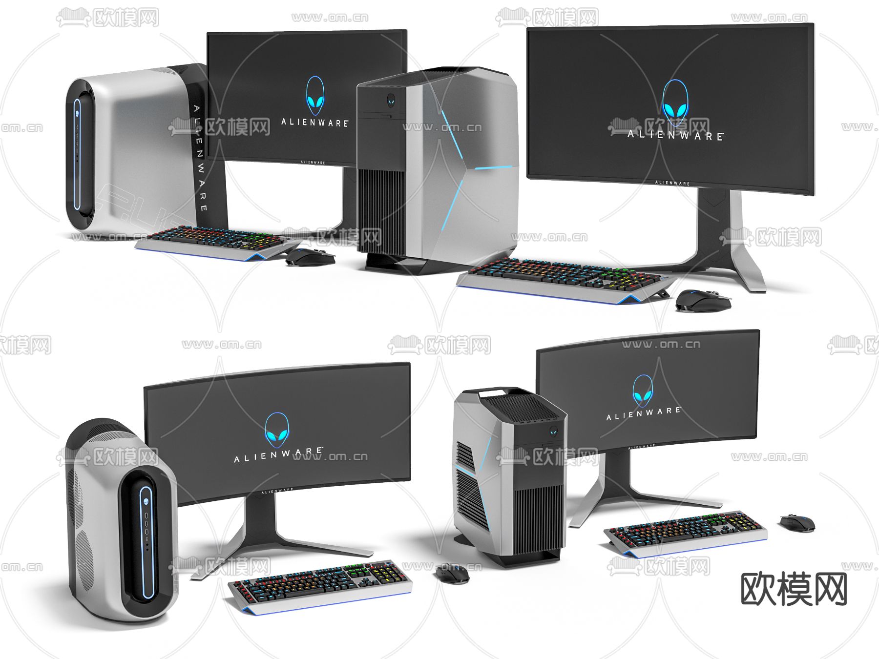 现代外星人台式电脑3d模型下载（渲染图1）