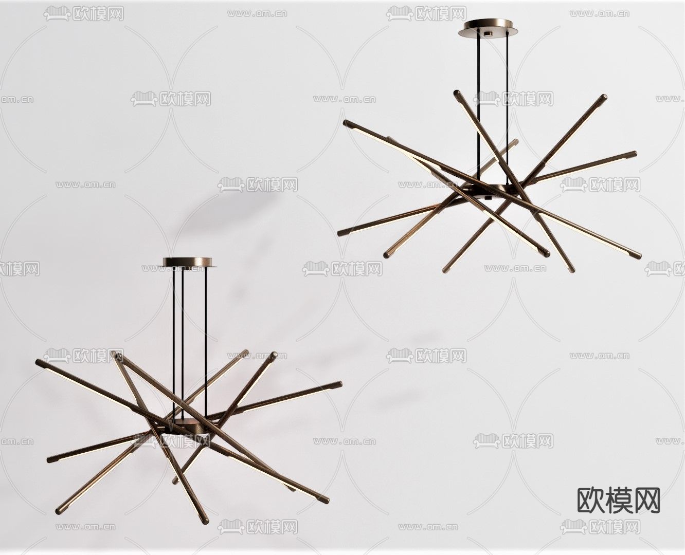 现代圆柱吊灯su模型下载（渲染图1）