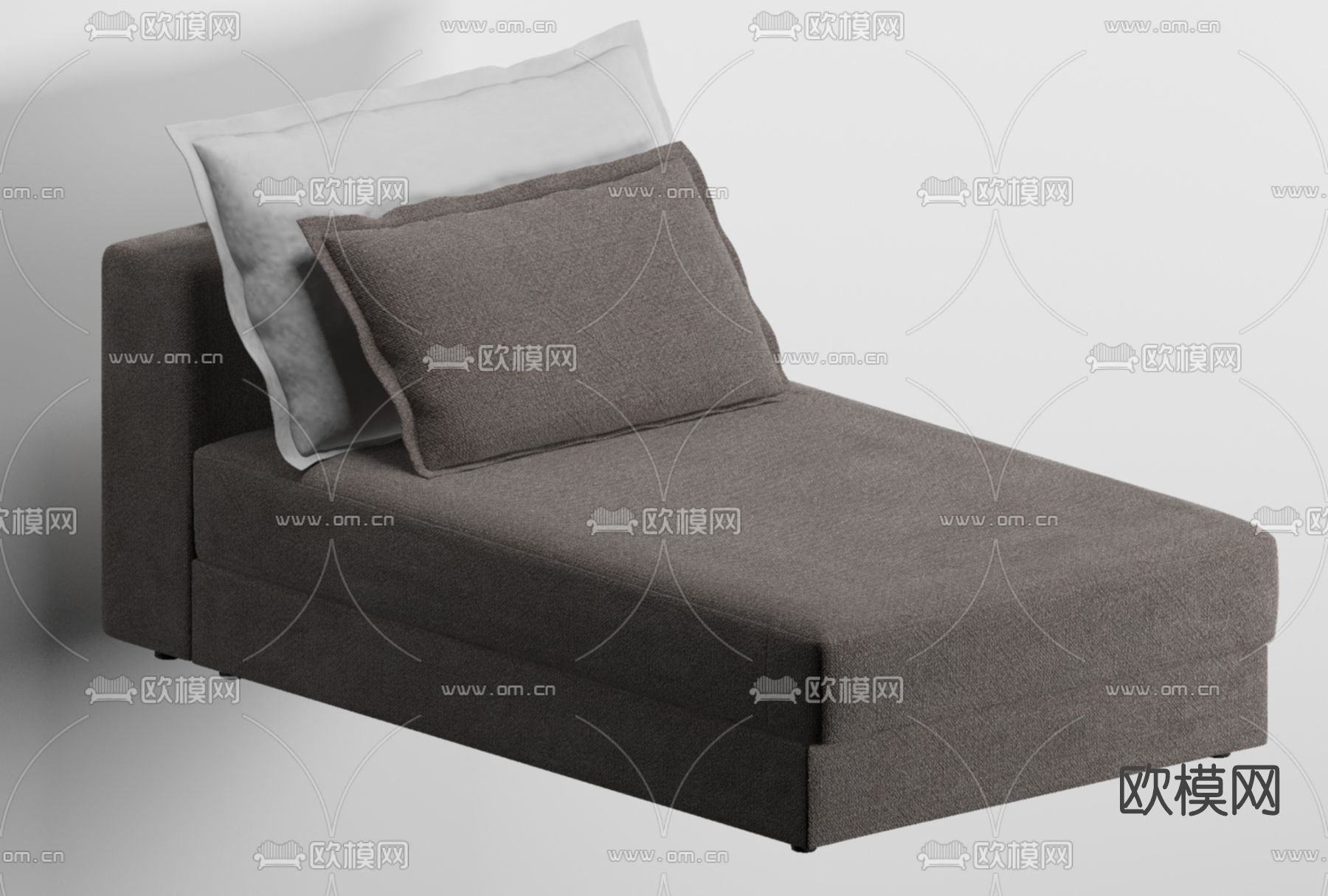 现代布艺单人床免费3d模型下载