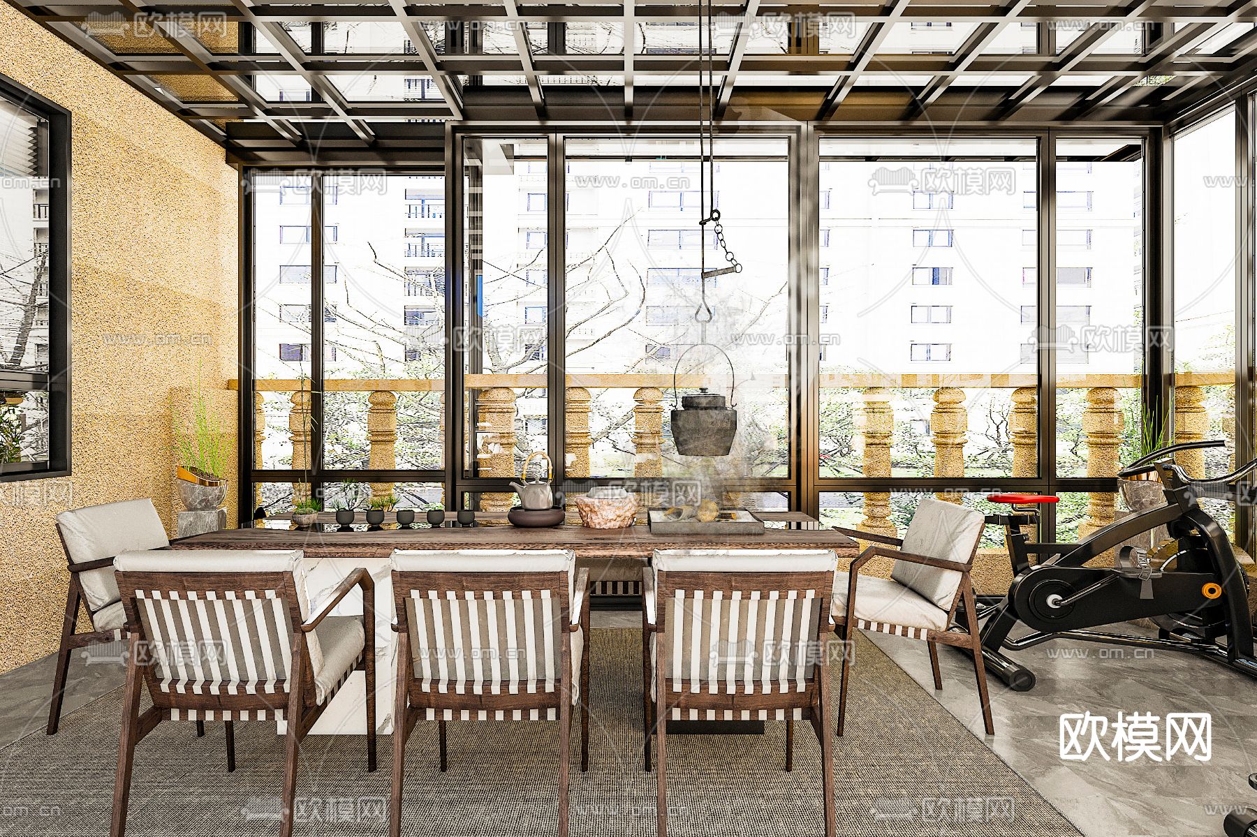 现代露台阳光房免费3d模型下载（渲染图4）