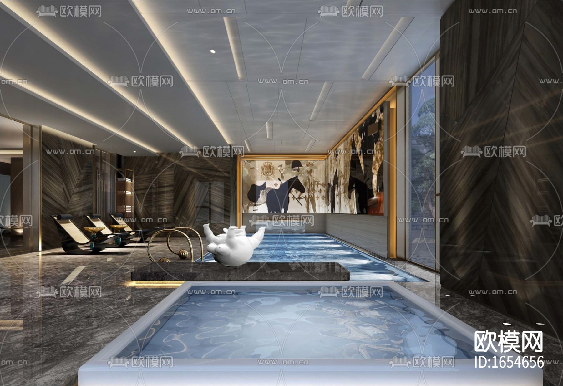 新中式别墅CAD施工图下载（渲染图1）