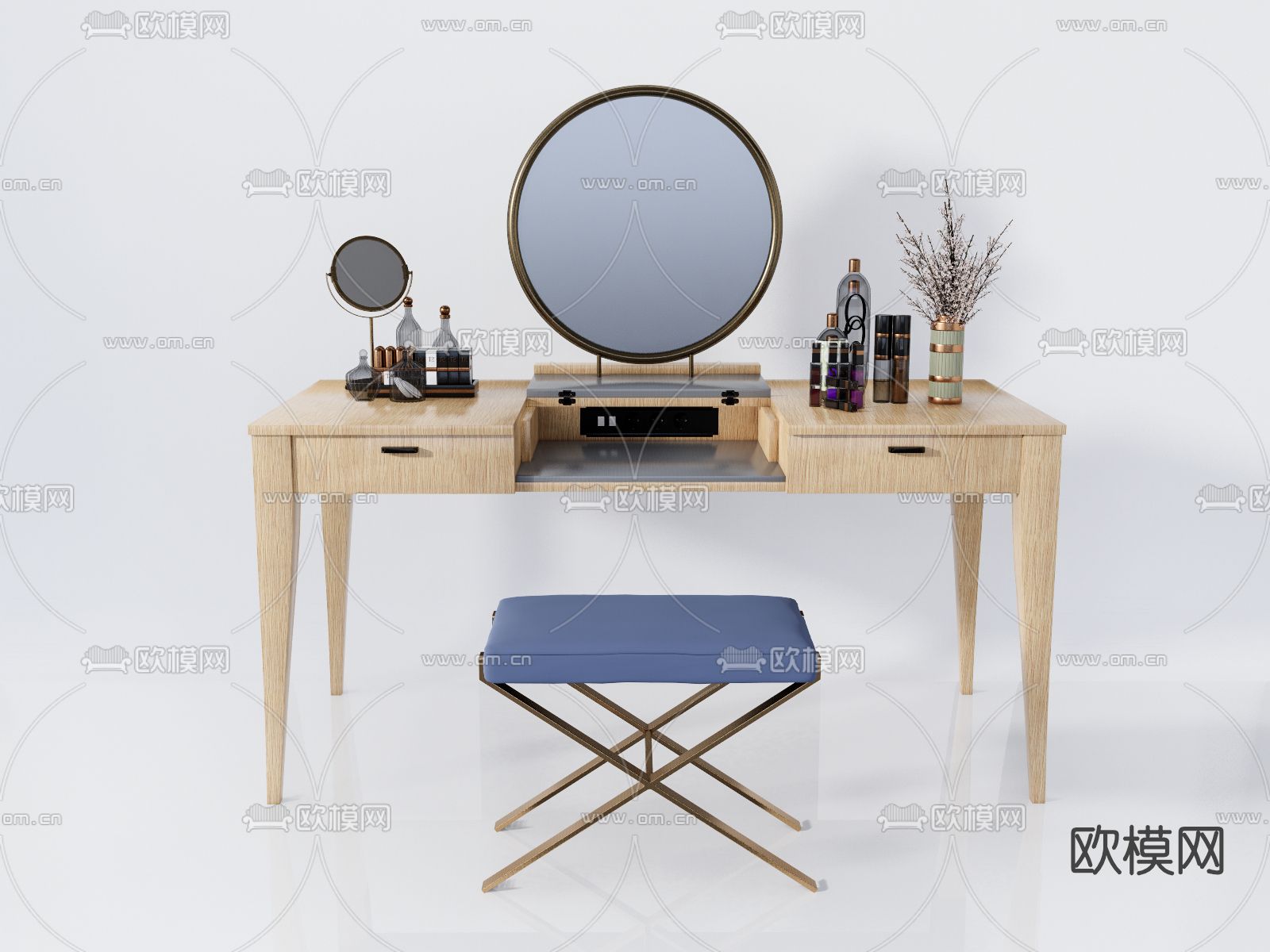 现代时尚梳妆台su模型下载（渲染图1）