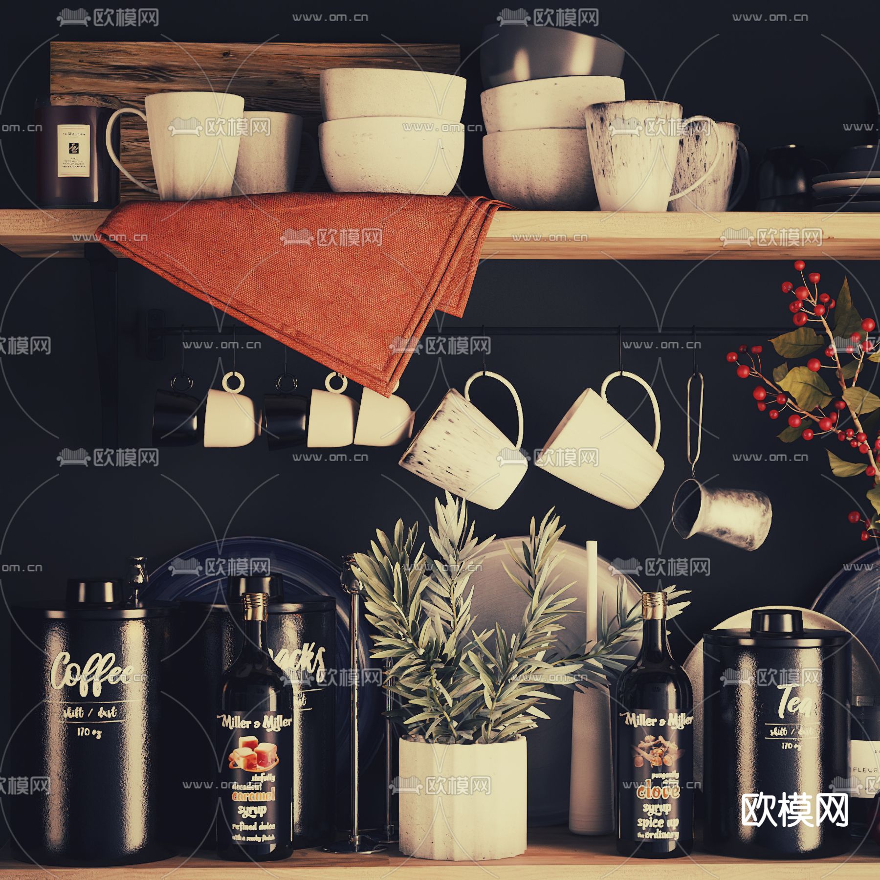 现代厨房器具3d模型下载（渲染图2）