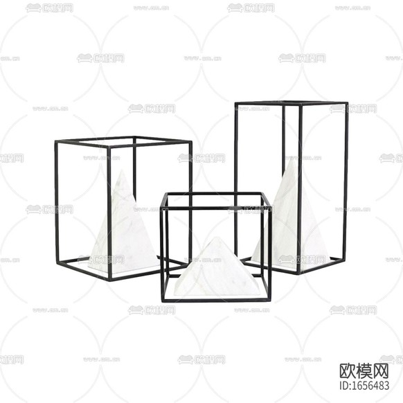 現代簡約創(chuàng)意金屬三角立體擺件下載