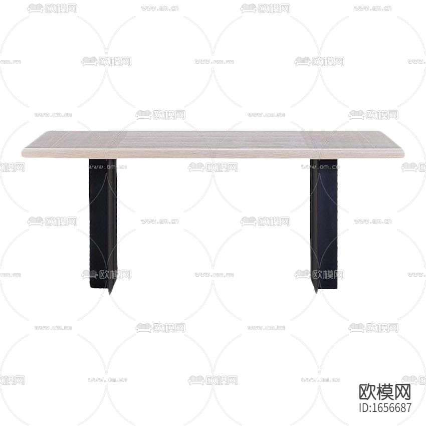 现代简约黑白色实木餐桌
