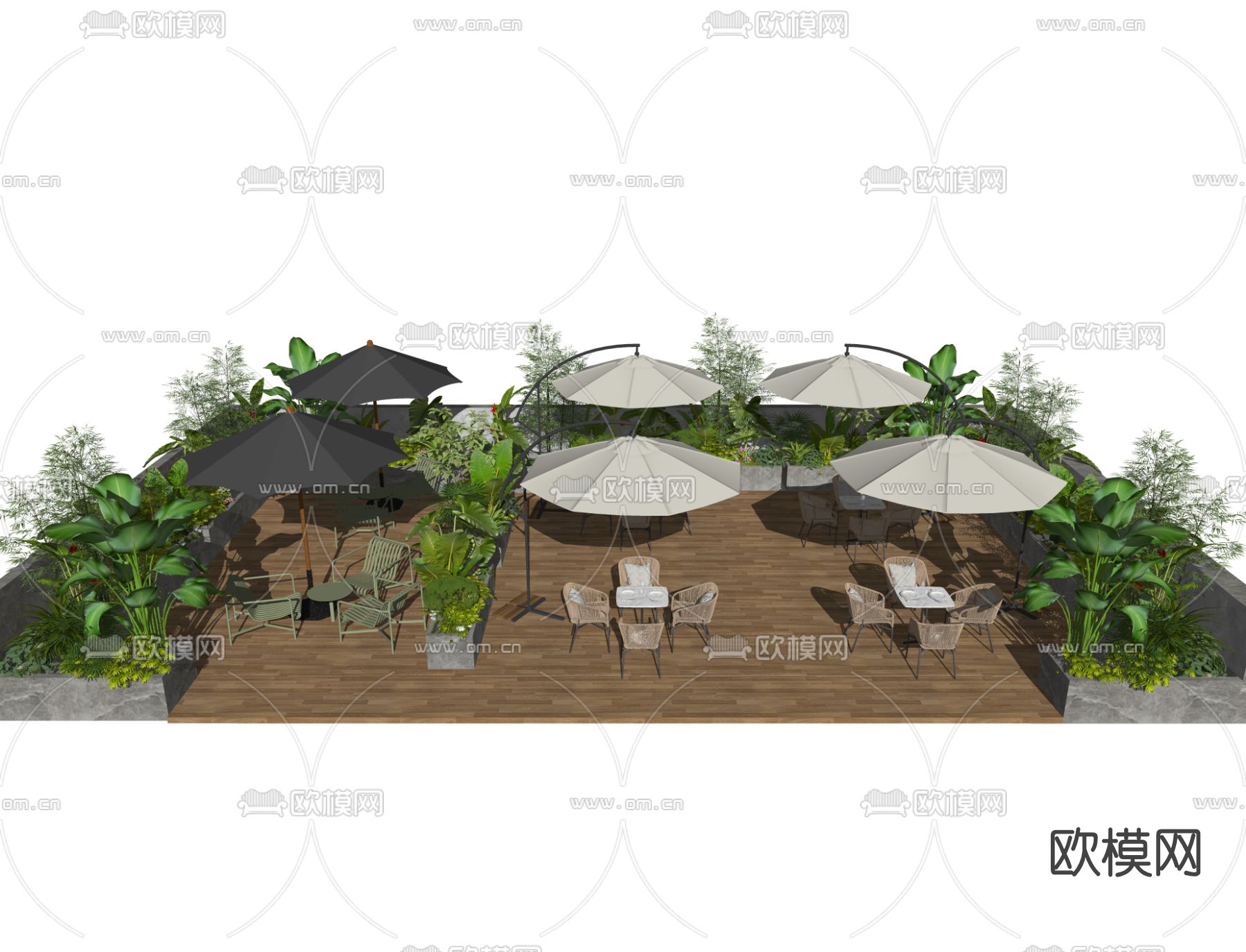 现代咖啡厅外摆区su模型下载（渲染图2）