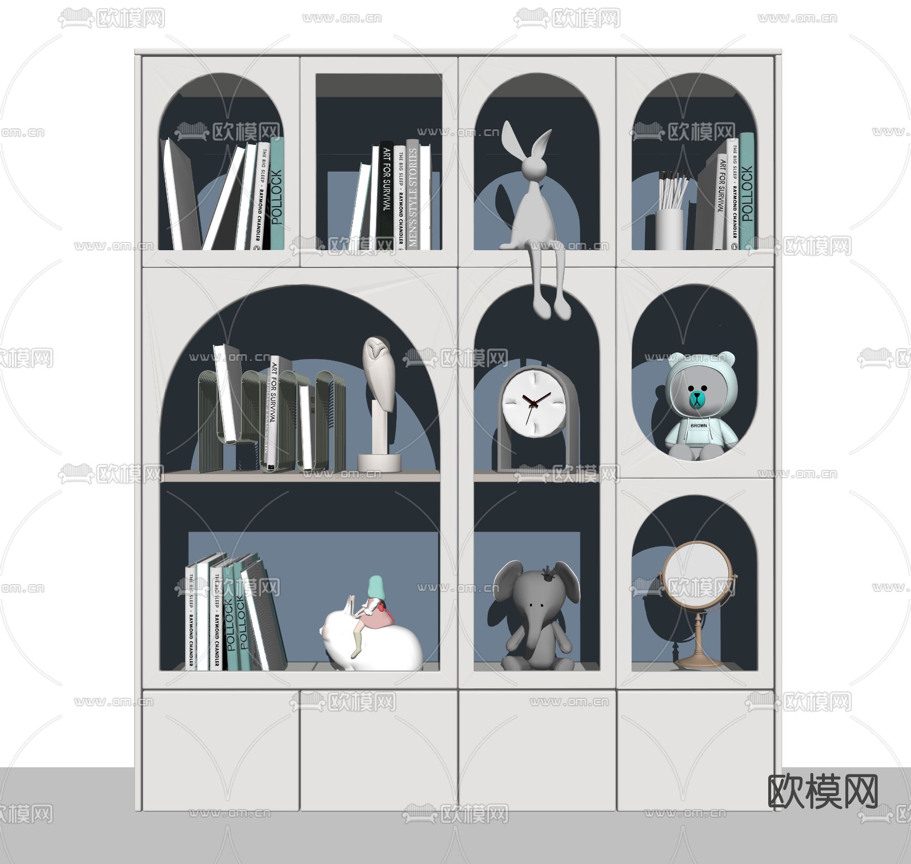 现代儿童书柜su模型下载