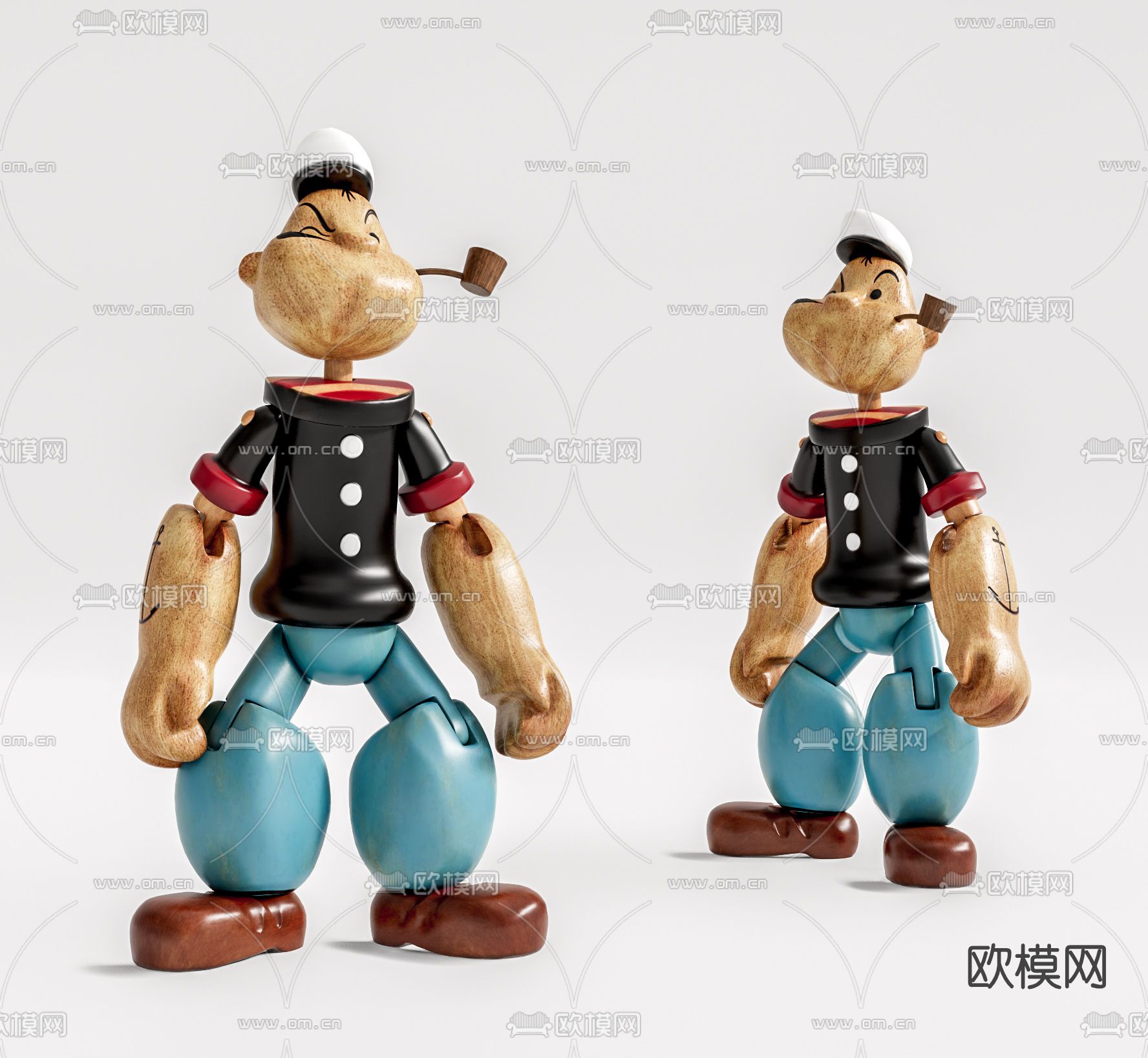 现代大力水手玩具玩偶su模型下载（渲染图1）