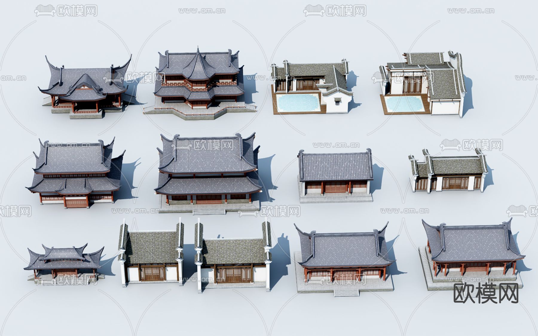 中式古建民俗寺庙3d模型下载