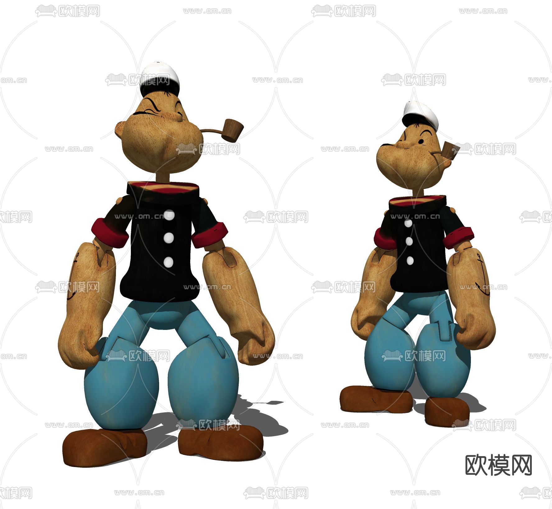 现代大力水手玩具玩偶su模型下载（渲染图2）