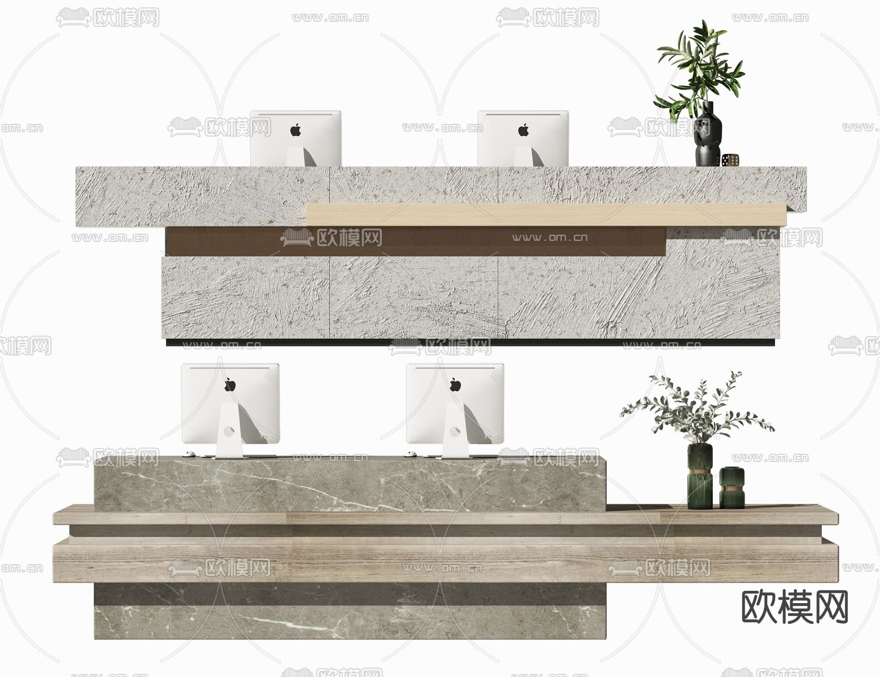 现代前台接待台3d模型下载