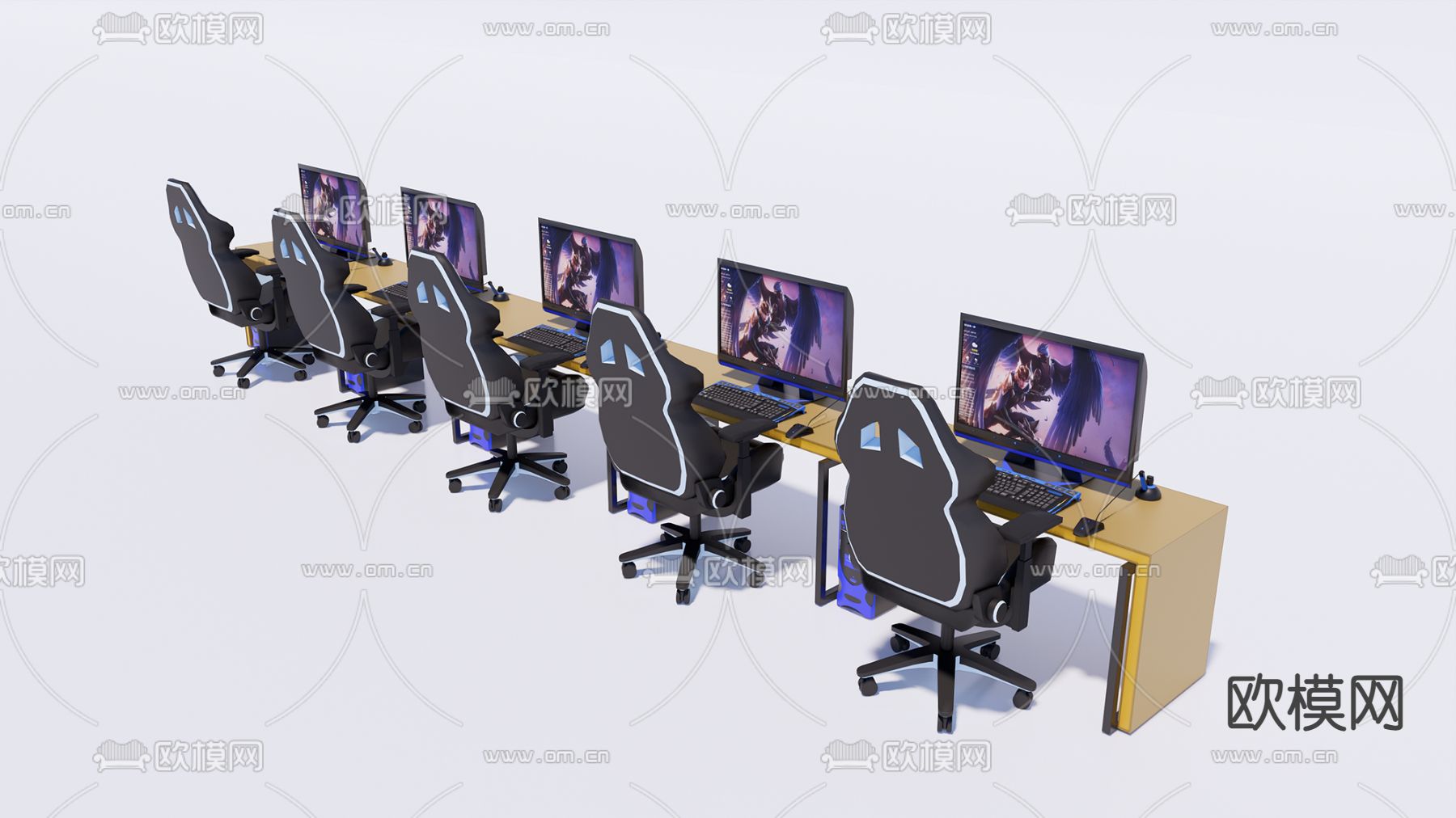 现代电竞桌椅su模型下载（渲染图1）