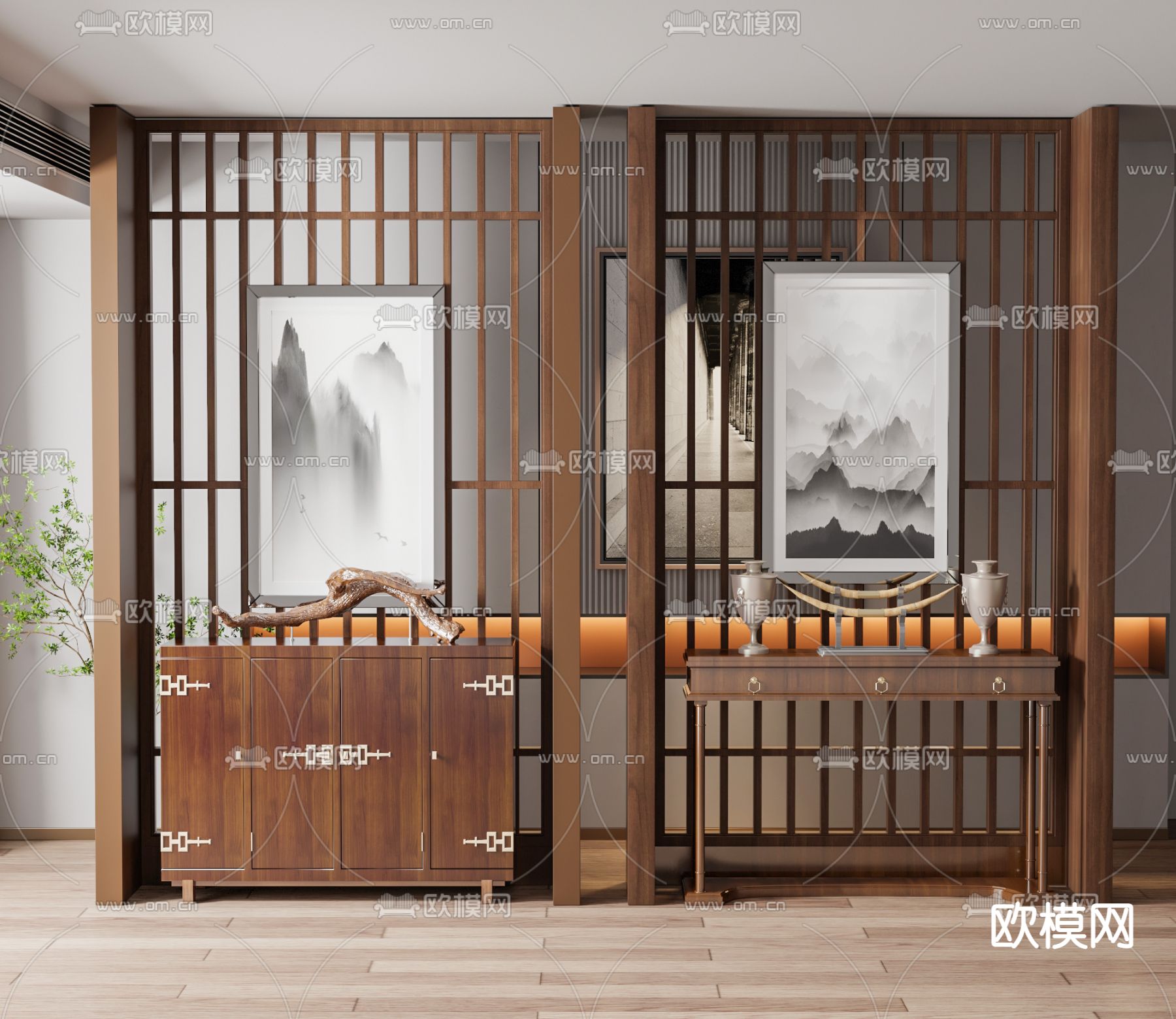 中式玄关端景条案3d模型下载