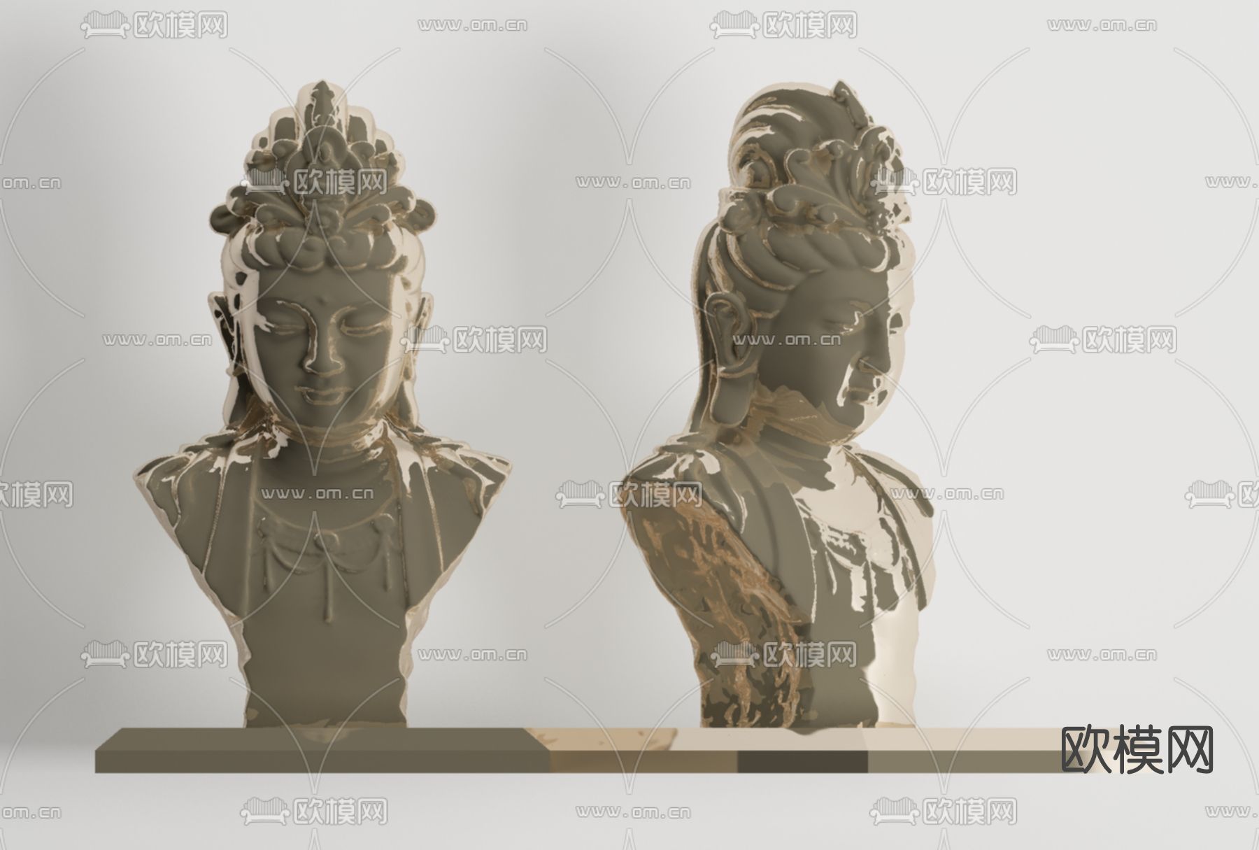 中式佛像雕塑免费3d模型下载