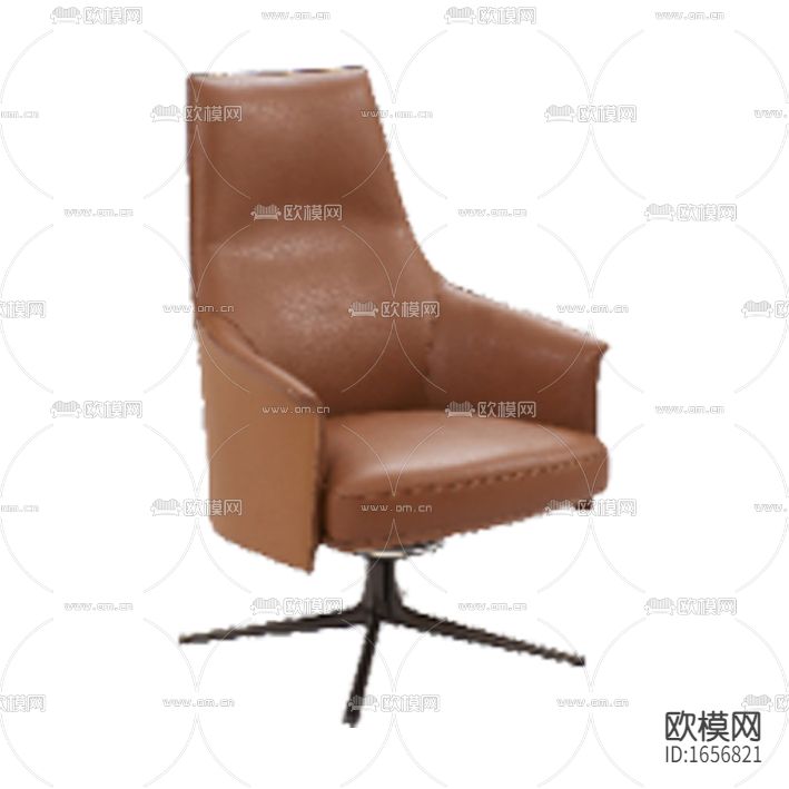 现代简约褐色皮革不锈钢旋转办公椅