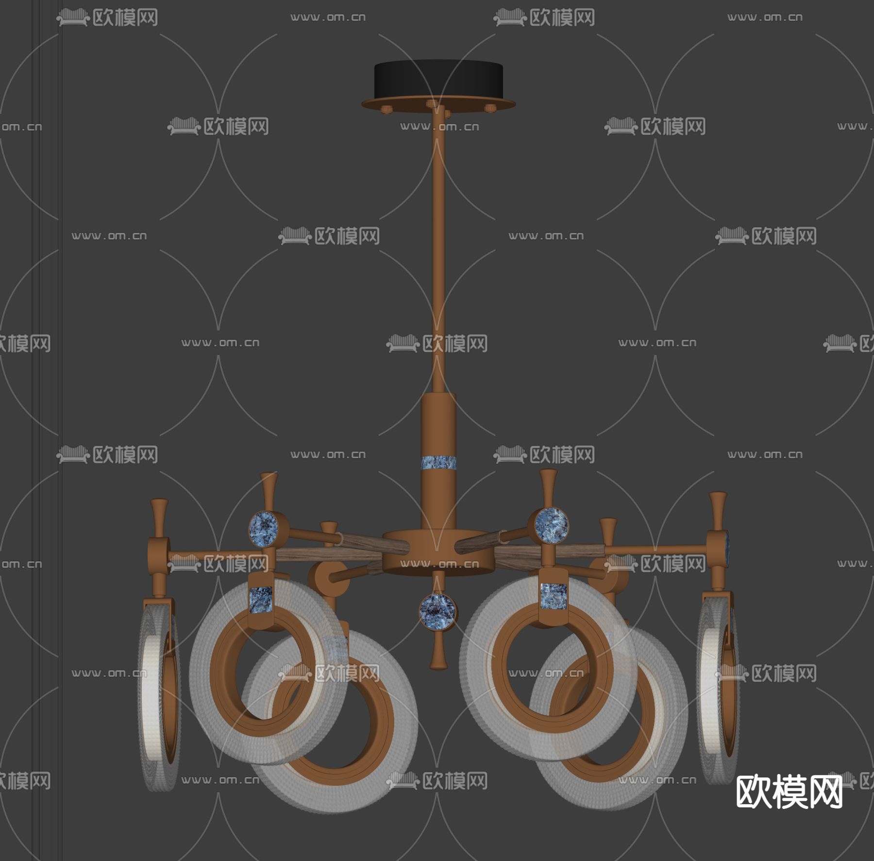 新中式轻奢吊灯su模型下载（渲染图3）