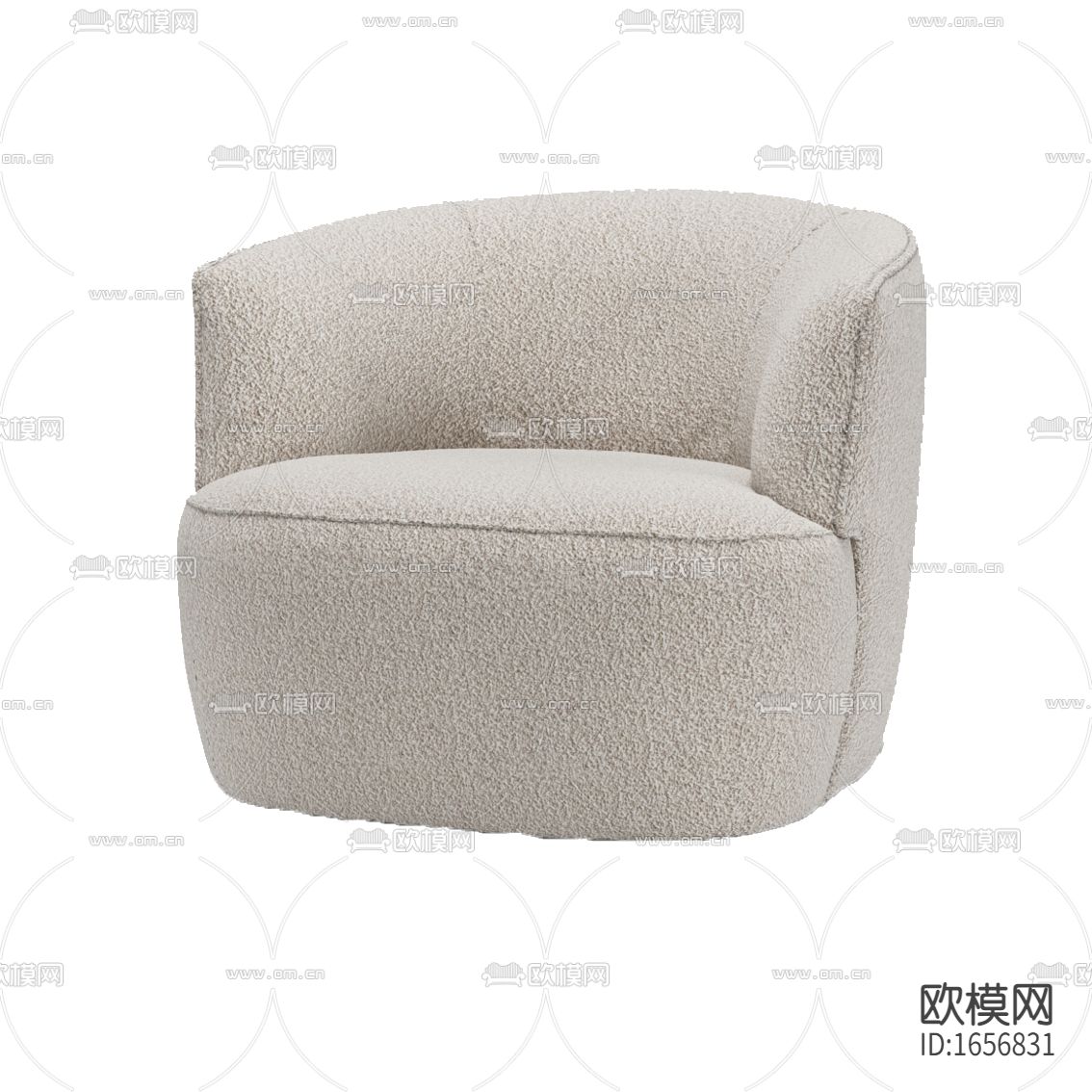 现代简约白色绒布单人沙发