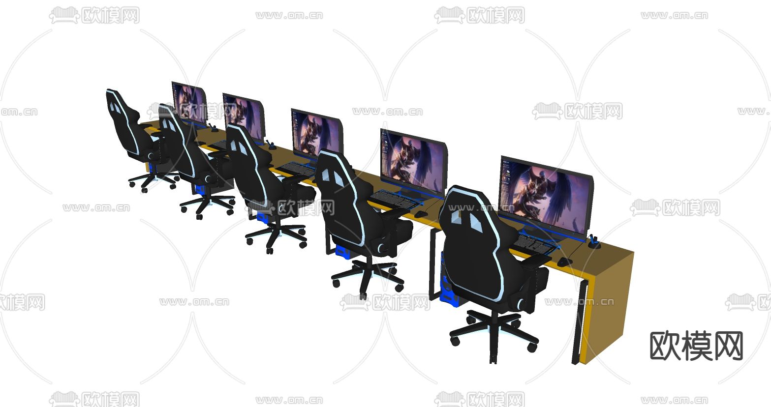 现代电竞桌椅su模型下载（渲染图2）