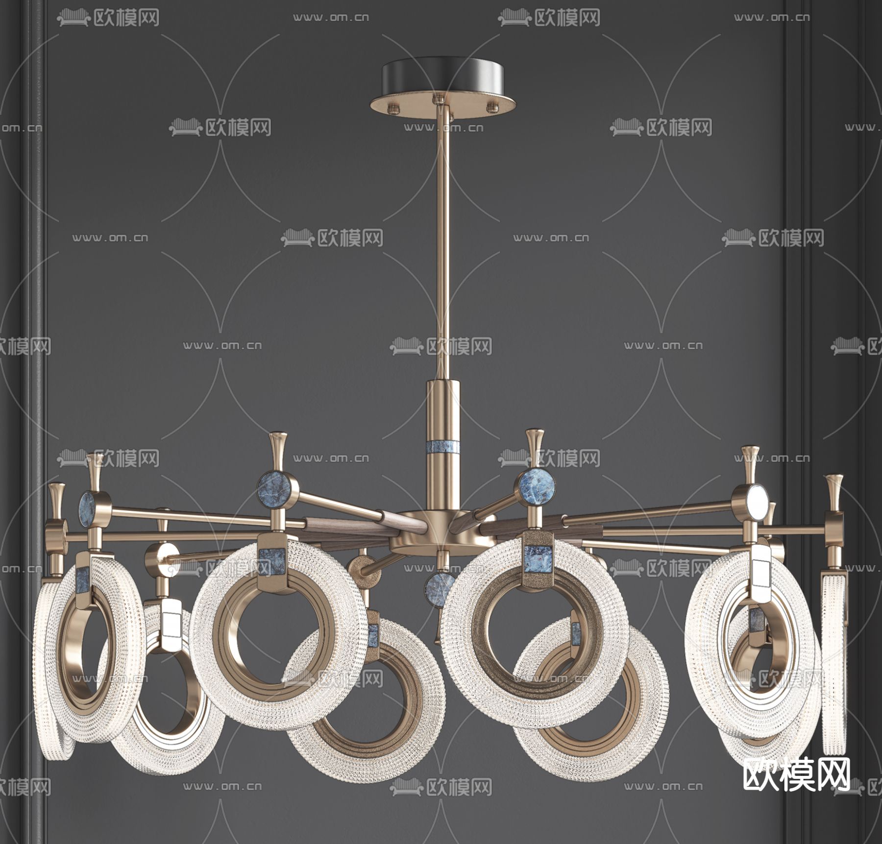 新中式轻奢吊灯su模型下载（渲染图1）