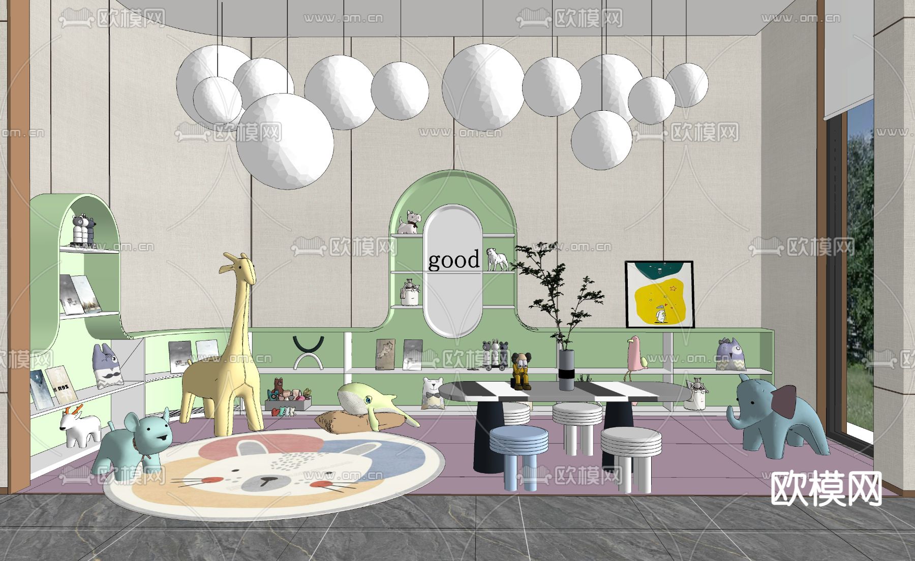 现代儿童娱乐区su模型下载（渲染图2）