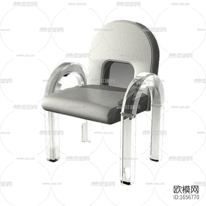 现代轻奢创意皮革玻璃休闲椅下载