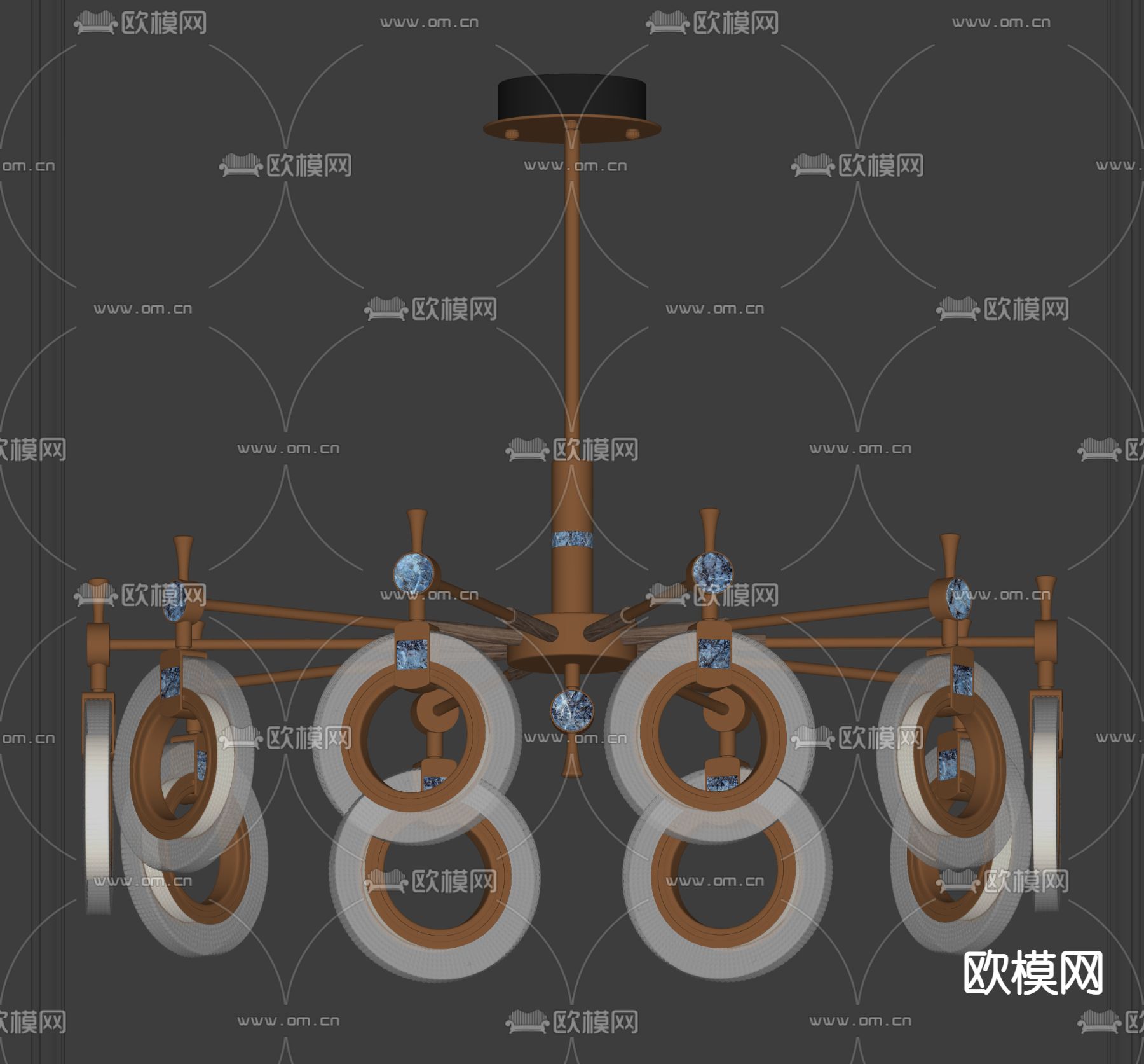 新中式轻奢吊灯su模型下载（渲染图4）