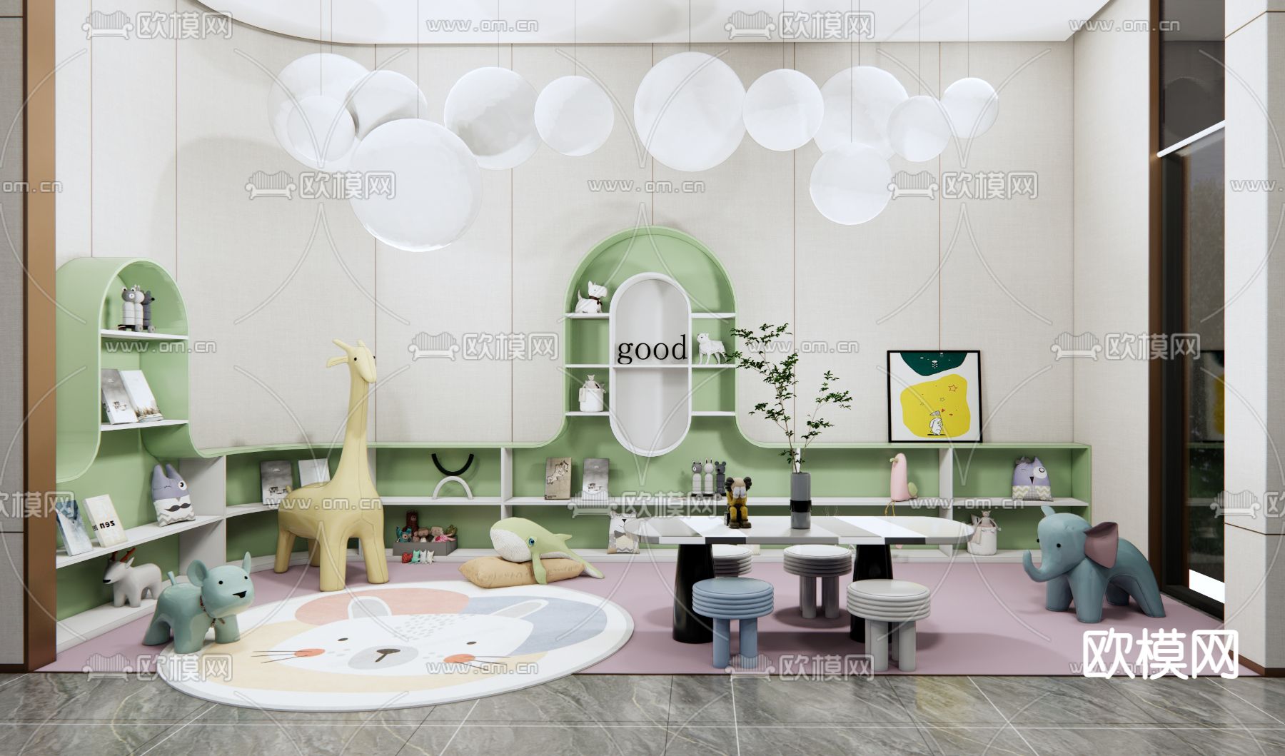 现代儿童娱乐区su模型下载（渲染图1）