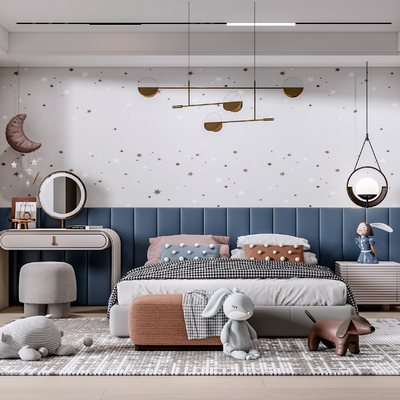 现代儿童房su模型