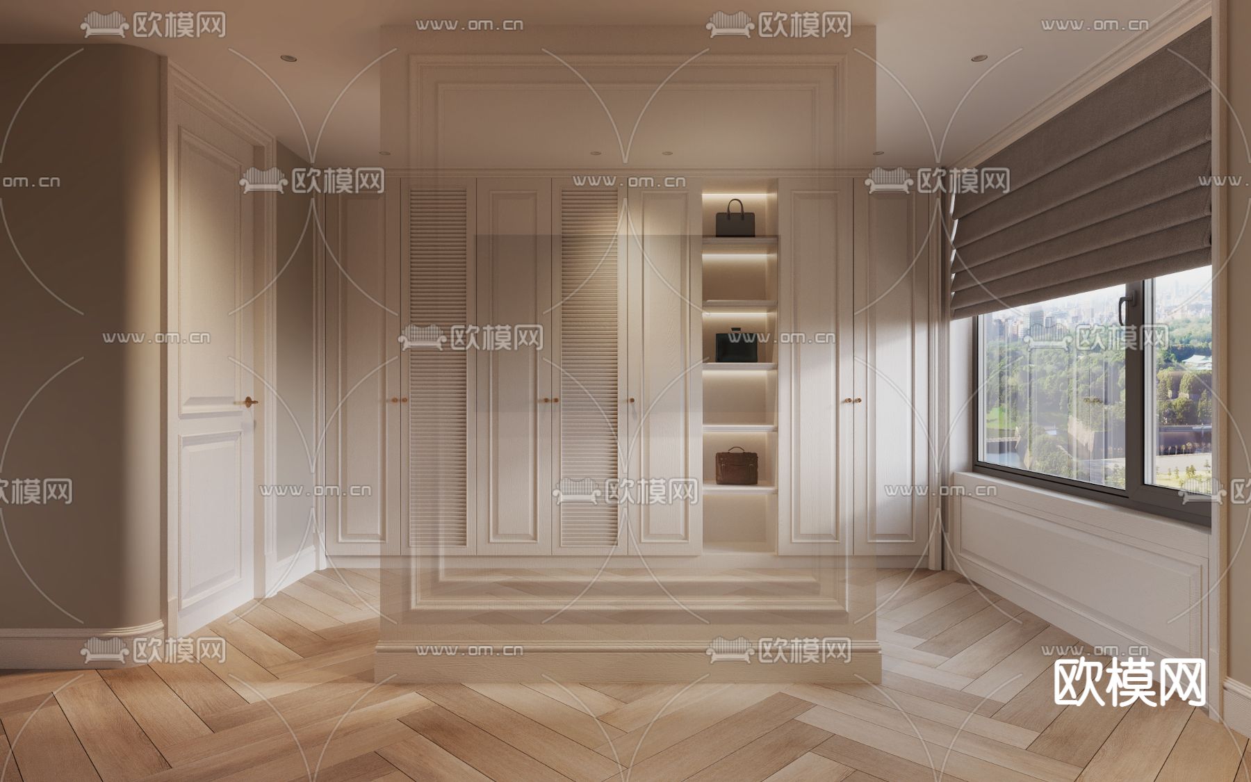 新古典卧室主人房3d模型下载（渲染图3）