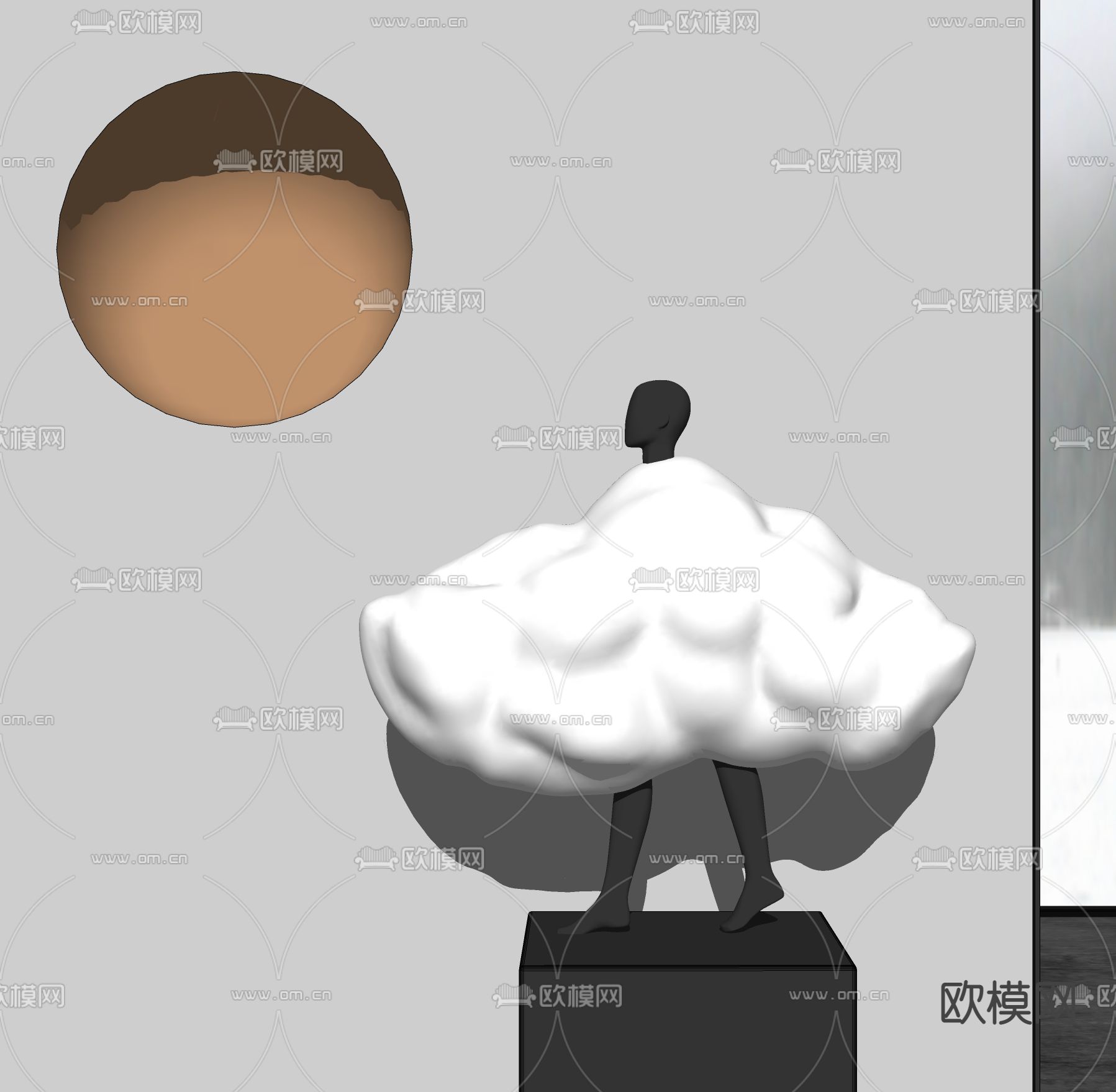 现代人物雕塑su模型下载