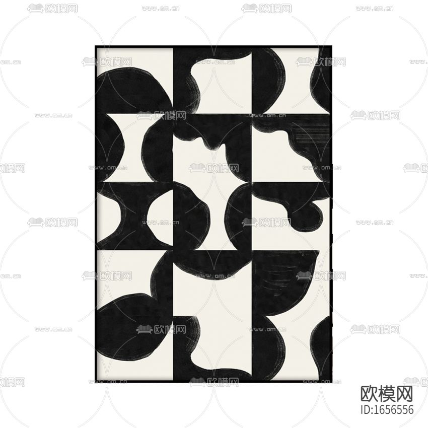现代简约黑白色块装饰画