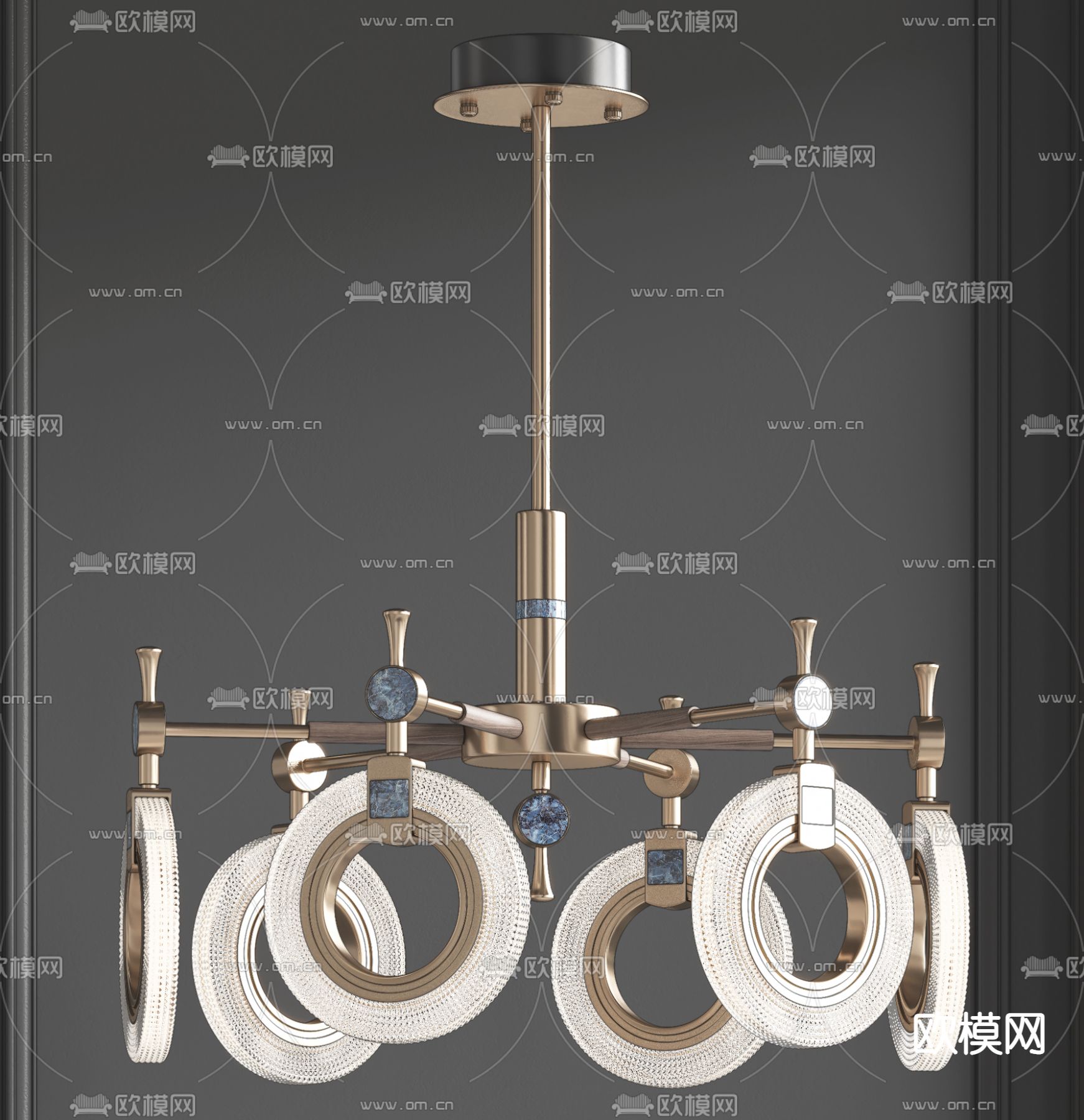 新中式轻奢吊灯su模型下载（渲染图2）