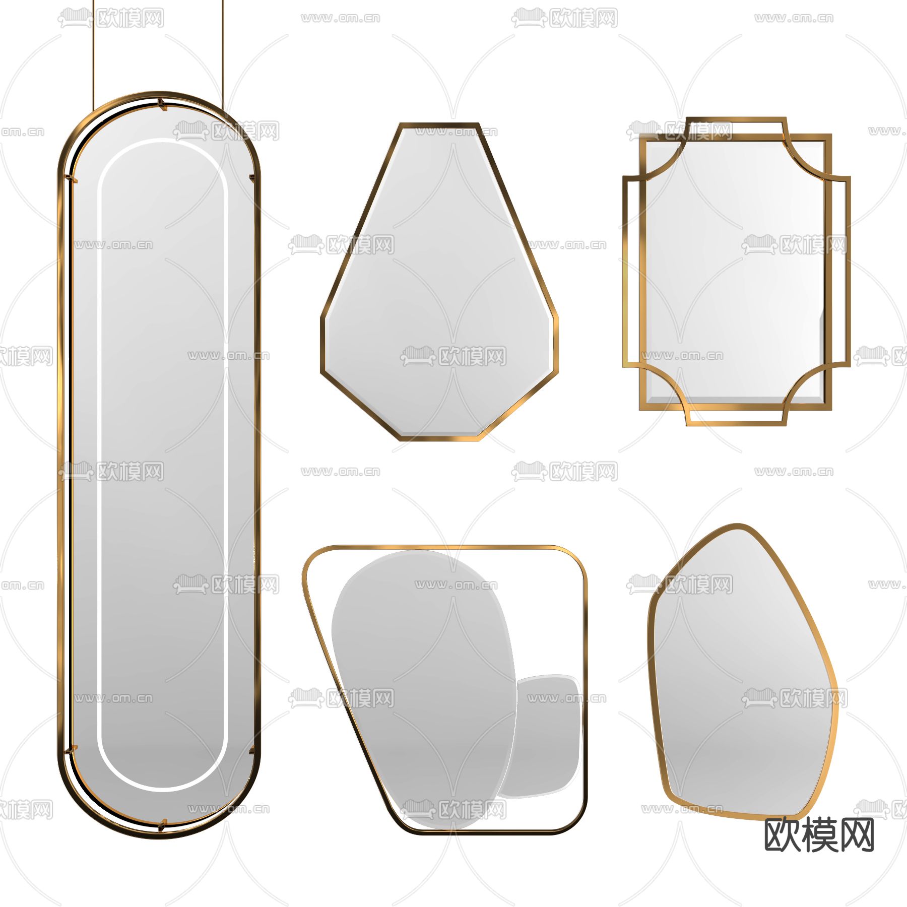 现代金属镜子3d模型