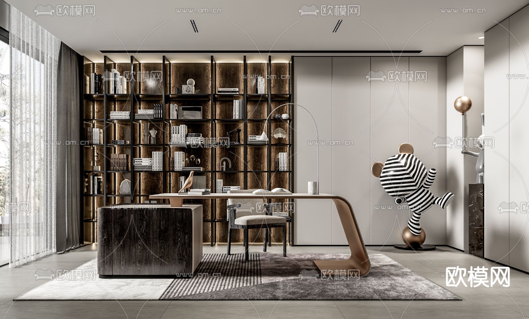 现代书房su模型